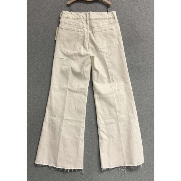 Mother The Roller Fray Fairest Of Them All Wide Leg White Denim Jeans Sz 26 NWT - Picture 5 of 15